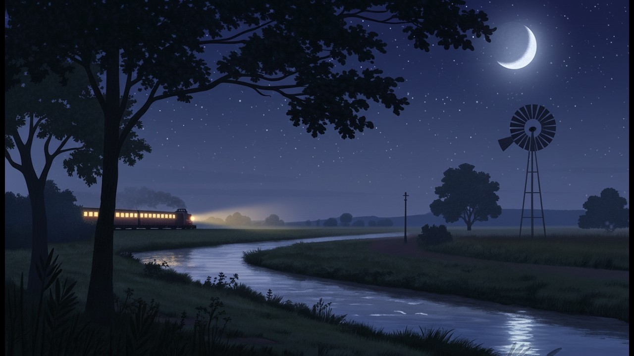 10 Hours Countryside Ambience 🌾 Soft Wind, Distant Train Horn & Water Stream – Sleep & Study
