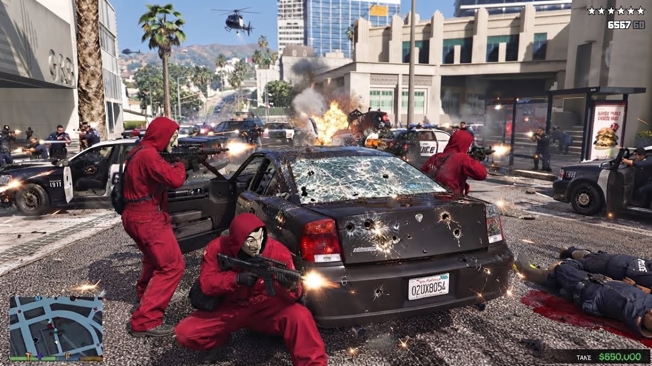 GTA 5 - Salvador Dali Masked Vangelico Jewelry Heist + Ten Star Police Chase Escape [R.D.E 4.1.4]