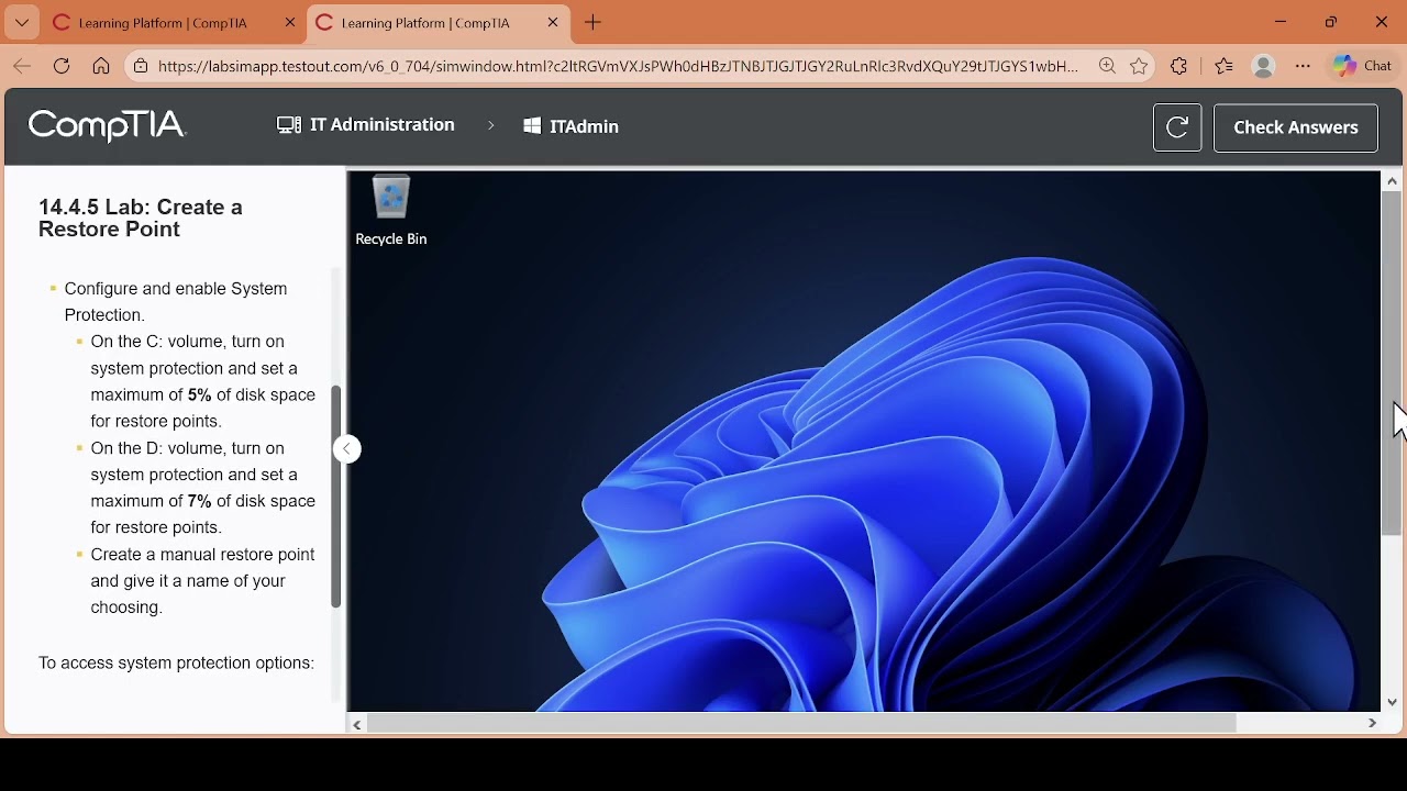 14.4.5 Lab: Create a Restore Point.
