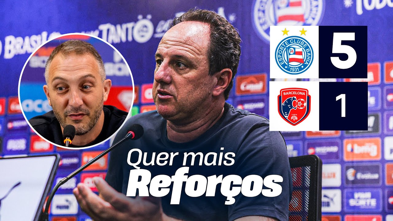 FALOU DE REFORÇOS🔥VEJA O QUE ROGERIO CENI DISSE APÓS O BAHIA VENCER O BARCELONA -  5X1 NA FONTE NOVA