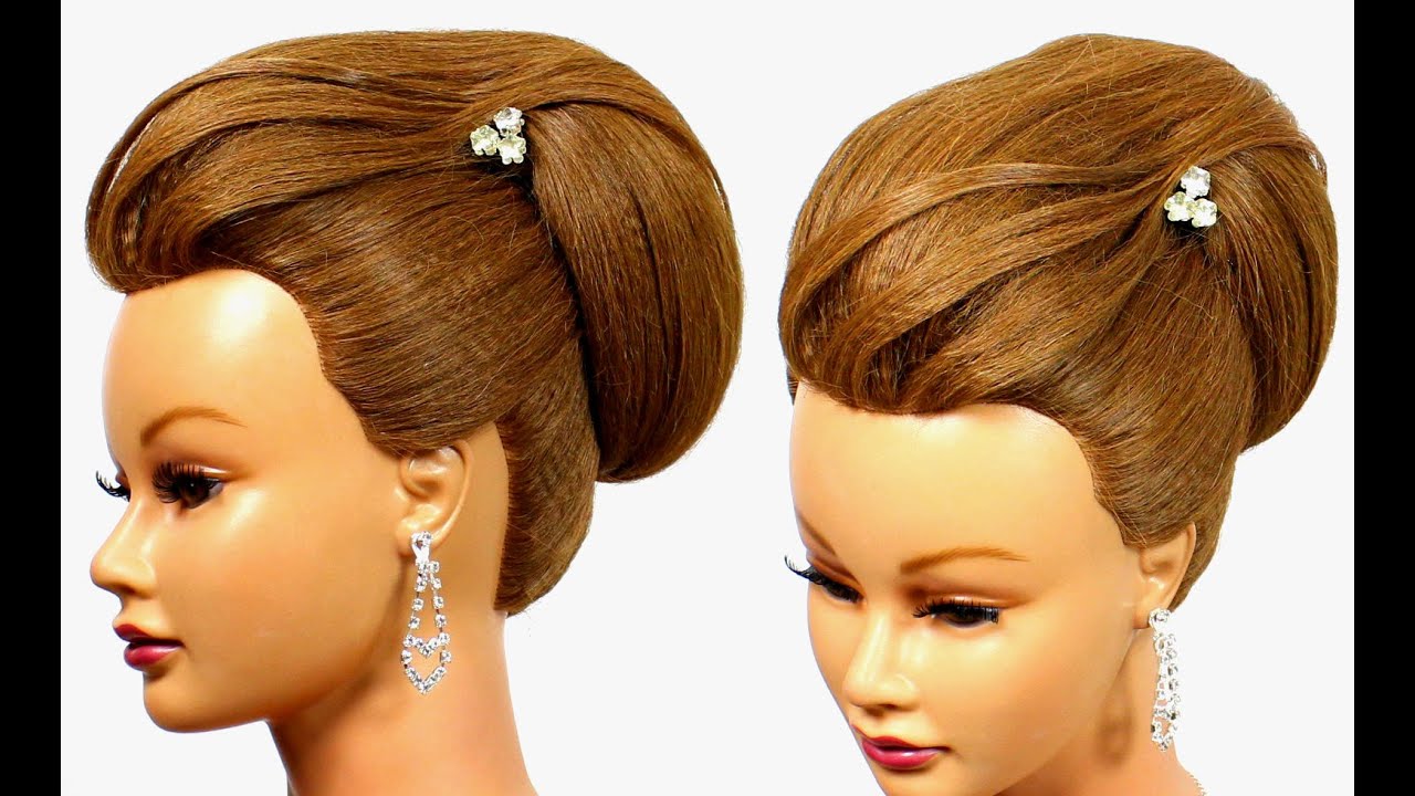Bun updo. Hairstyle for medium hair tutorial.