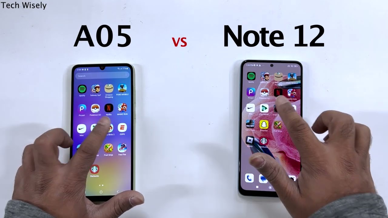 SAMSUNG A05 vs Redmi Note 12 - Speed Test