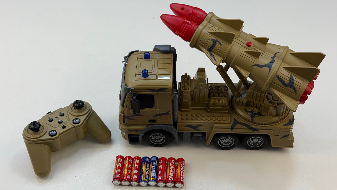 Unboxing RC missile toy launch car, RC mountain off-road vehicle, stunt RC spray truck,EV fire truck