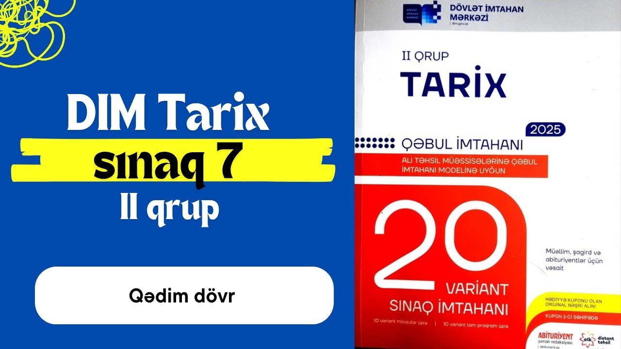 DİM 20 sınaq tarix /sınaq 7/II qrup #tarix #DİM #sınaq #otk