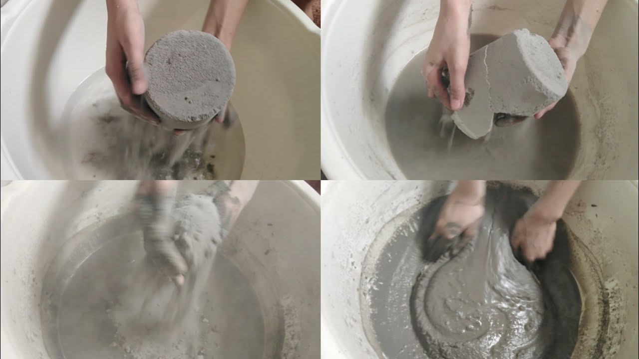 Asmr Super soft silky reformed pure cement crumbles in water