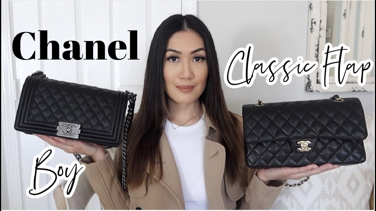 CHANEL MEDIUM CLASSIC FLAP VS MEDIUM BOY BAG COMPARISON | Mimi Le