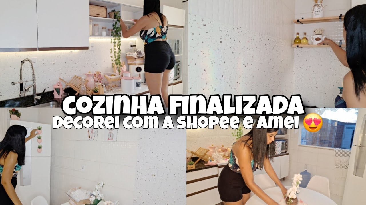 COZINHA DE CARA NOVA 😍|FAXINA + DECORAÇÃO BARATA DA SHOPEE