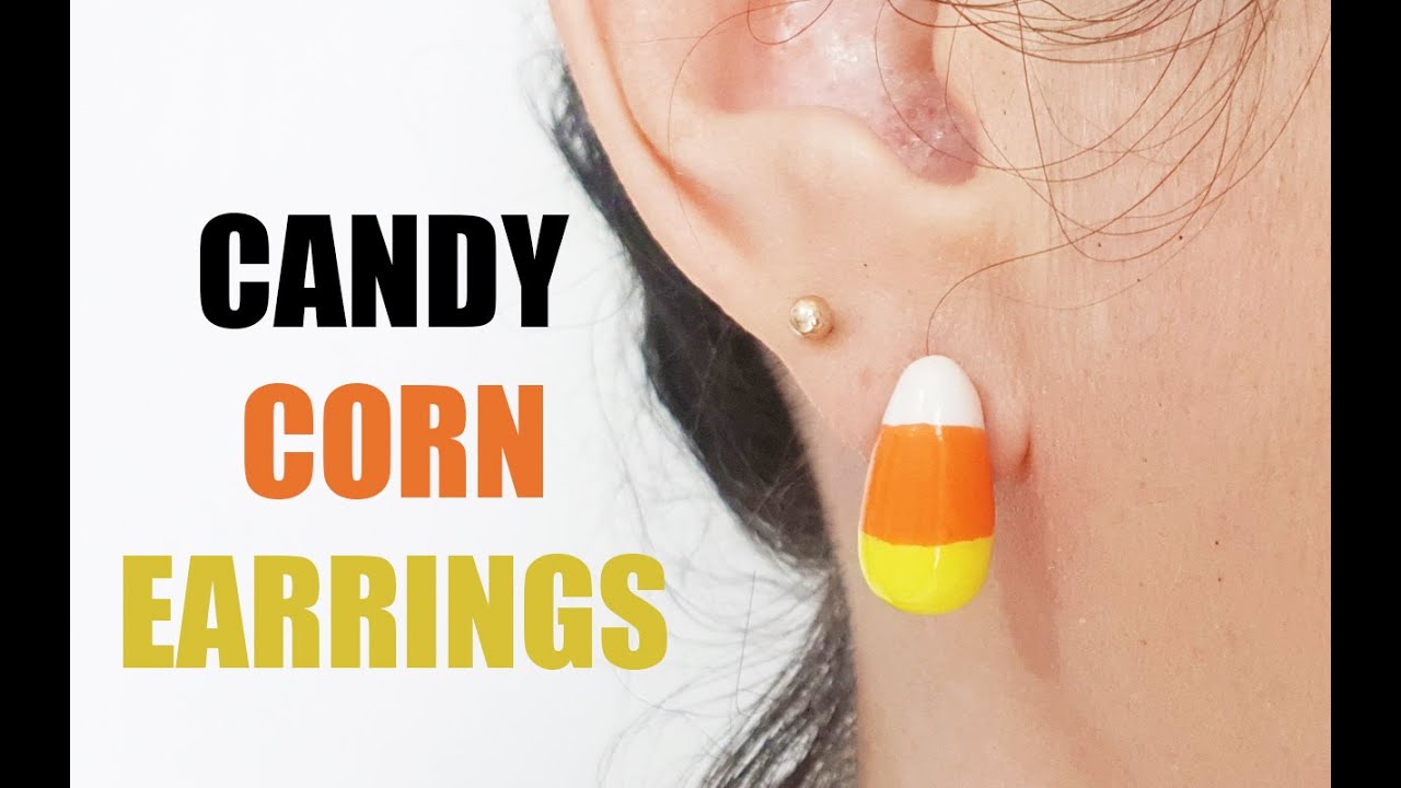 DIY Candy Corn Inspired Clay Earrings