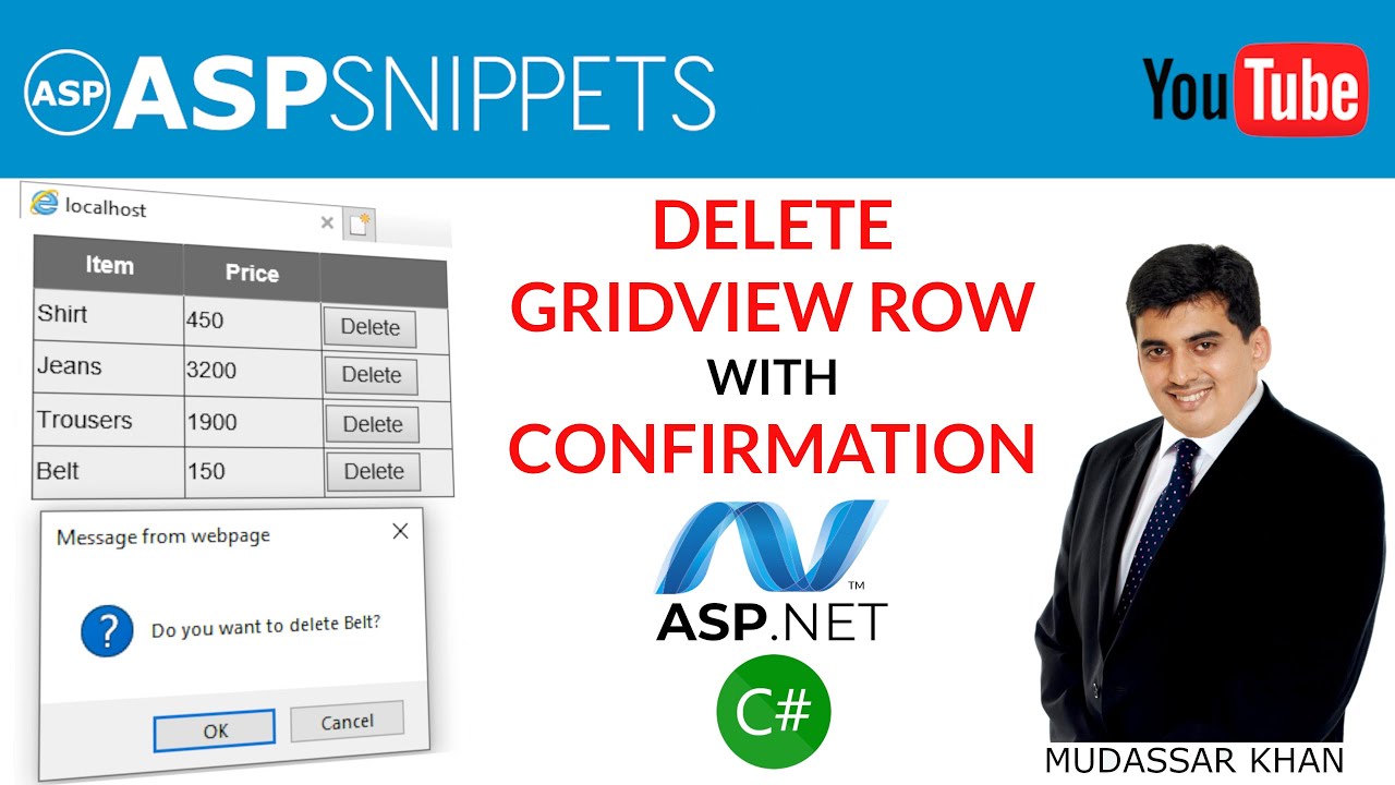 Delete Row with Confirmation in ASP.Net GridView control using C#