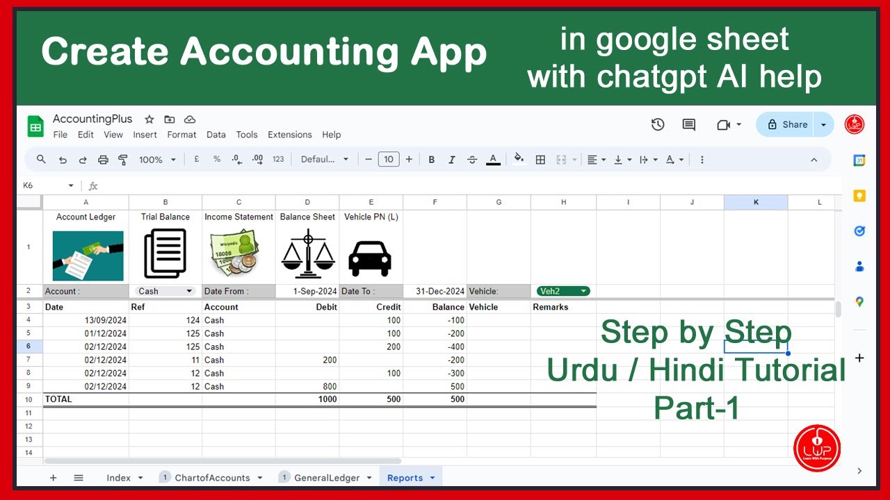 Build a Next-Level Accounting App in Google Sheets with ChatGPT's Help Step by Step Urdu Hindi P-1