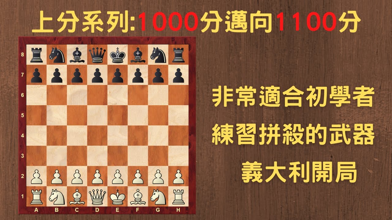 【Rey的西洋棋】非常適合初學者練習拼殺的武器 義大利開局【1000分上分系列】| 国际象棋 | Chess