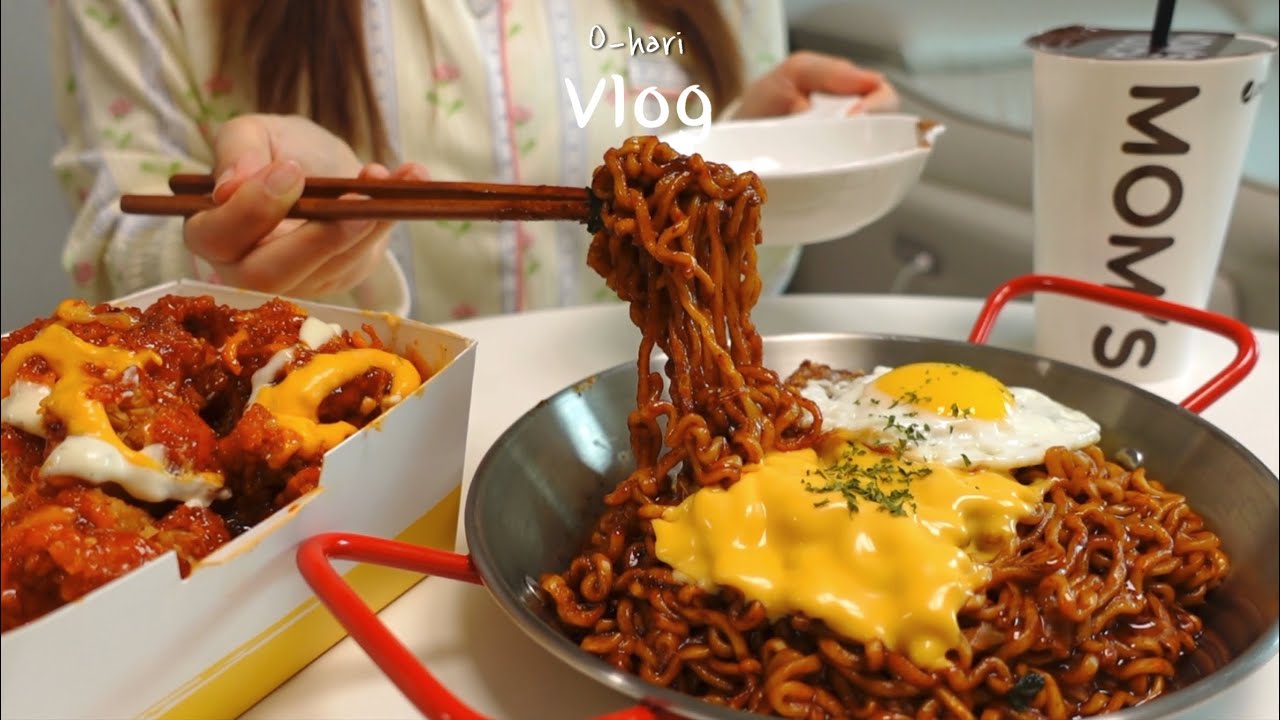 Жареная курица с сыром и мала чапагетти. What I eat in a week in Korea