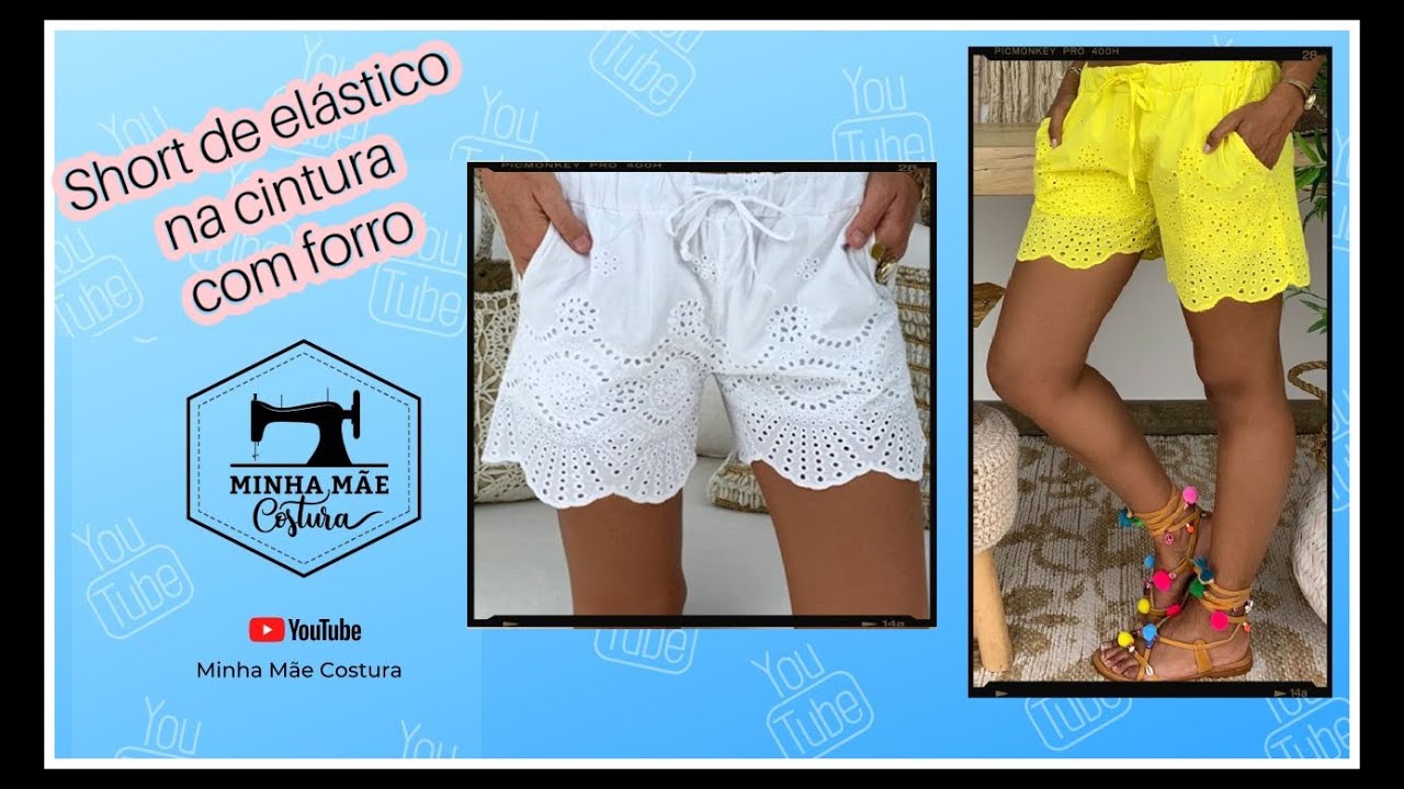 Diy – Como costurar short com elástico na cintura com forro _ Verão _ Fácil