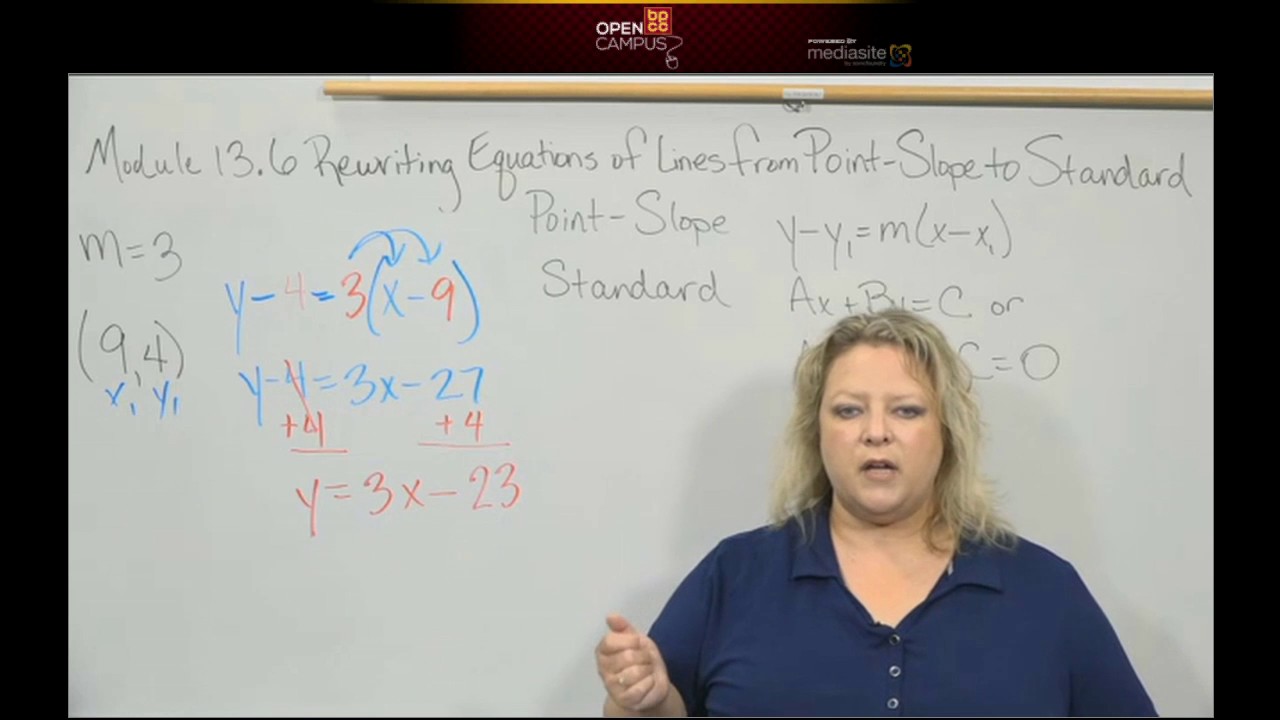 Module 13 6B2 Rewriting Equations of Lines from Point Slope to Standard Form