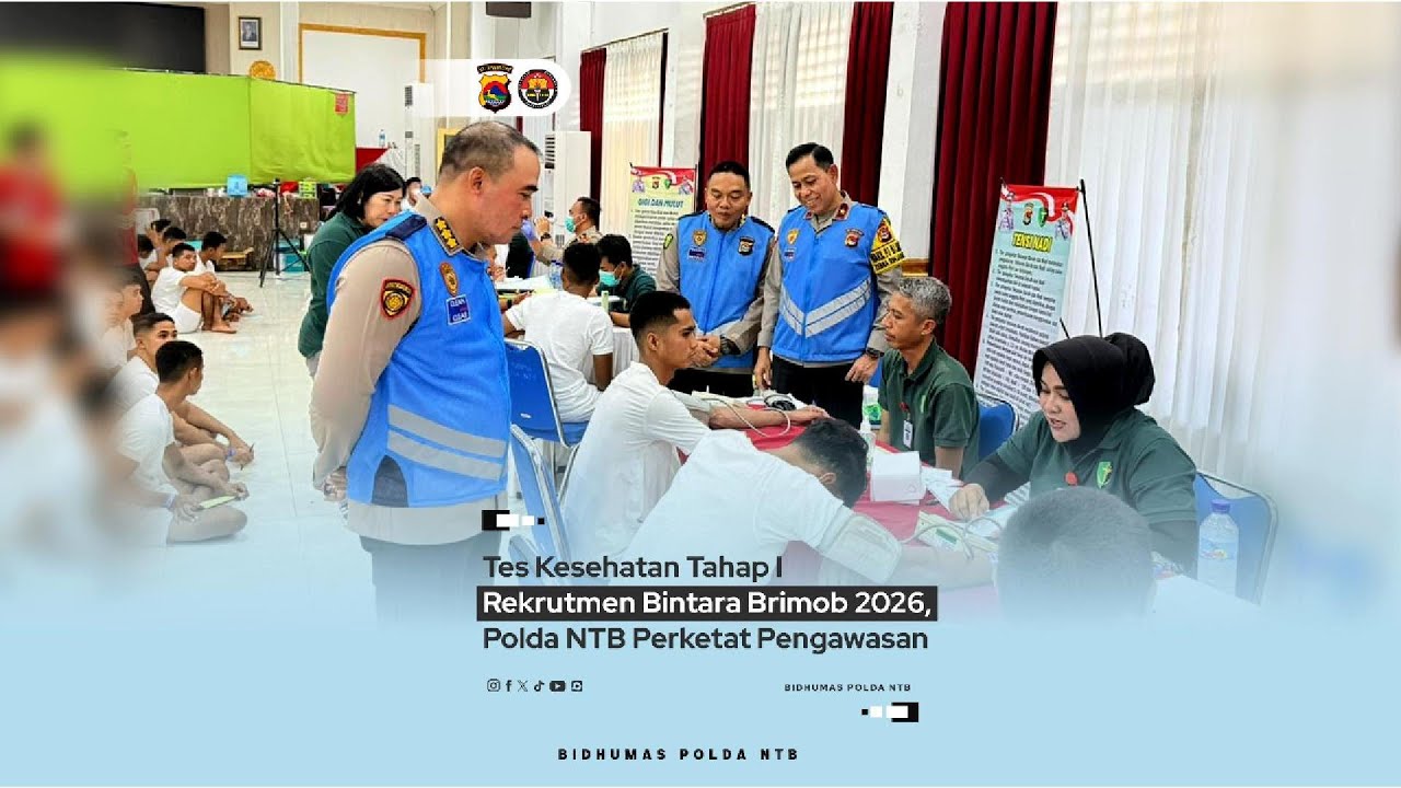 Polda NTB Gelar Rikkes Tahap I Bintara Brimob 2026, Proses Diawasi Ketat #RekrutmenPolri2026 #polri