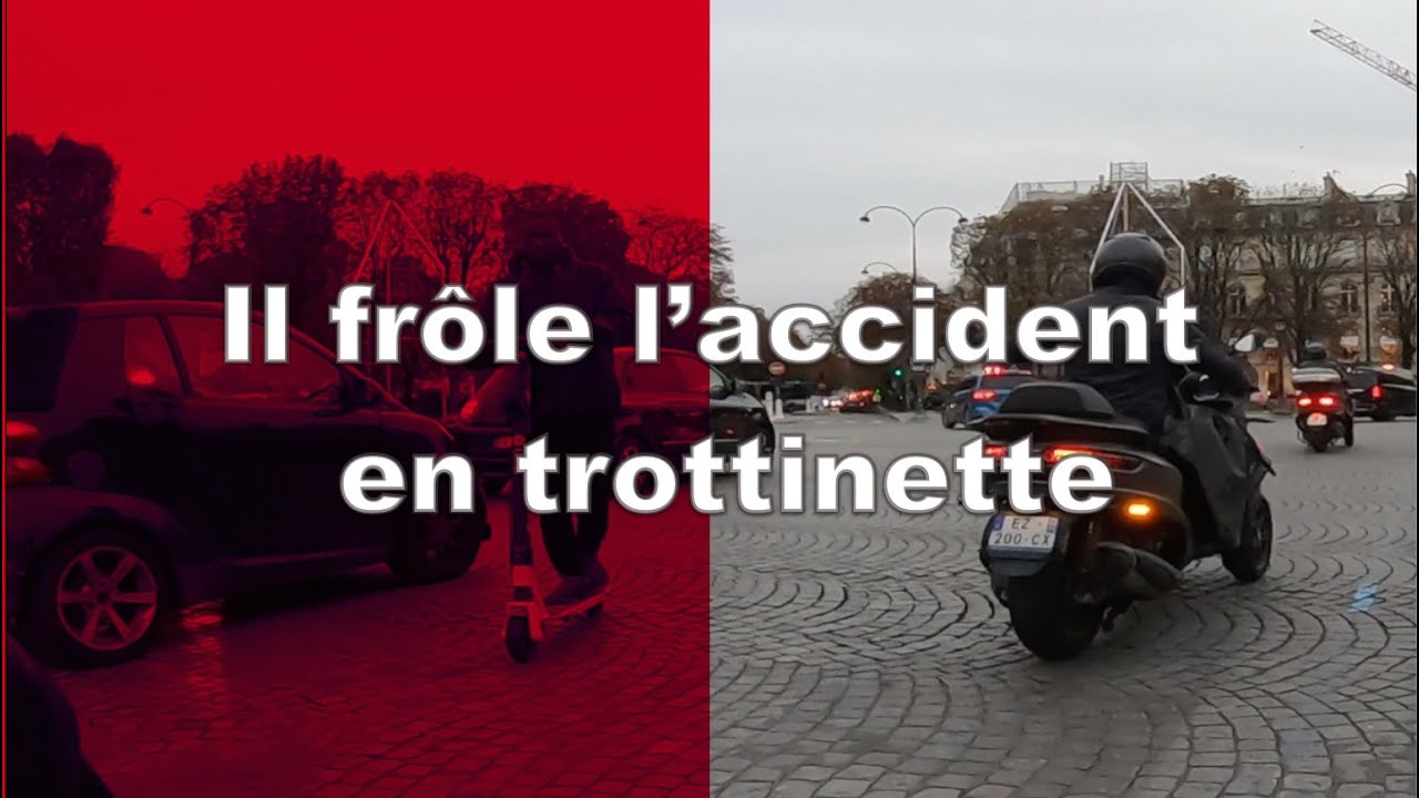 Un vélo à Paris - Il frôle l'accident en trottinette
