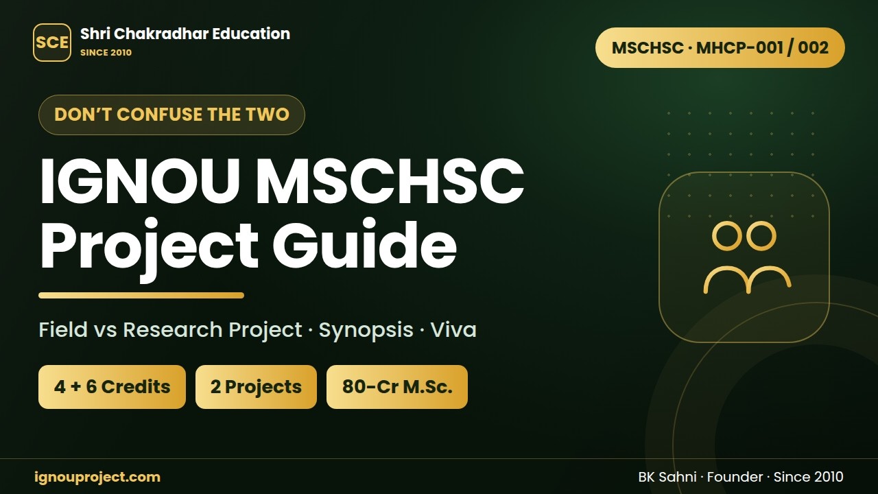 IGNOU MSCHSC Project 2026 | MHCP-001 & MHCP-002 Complete Field Guide, Synopsis, Format & Submission