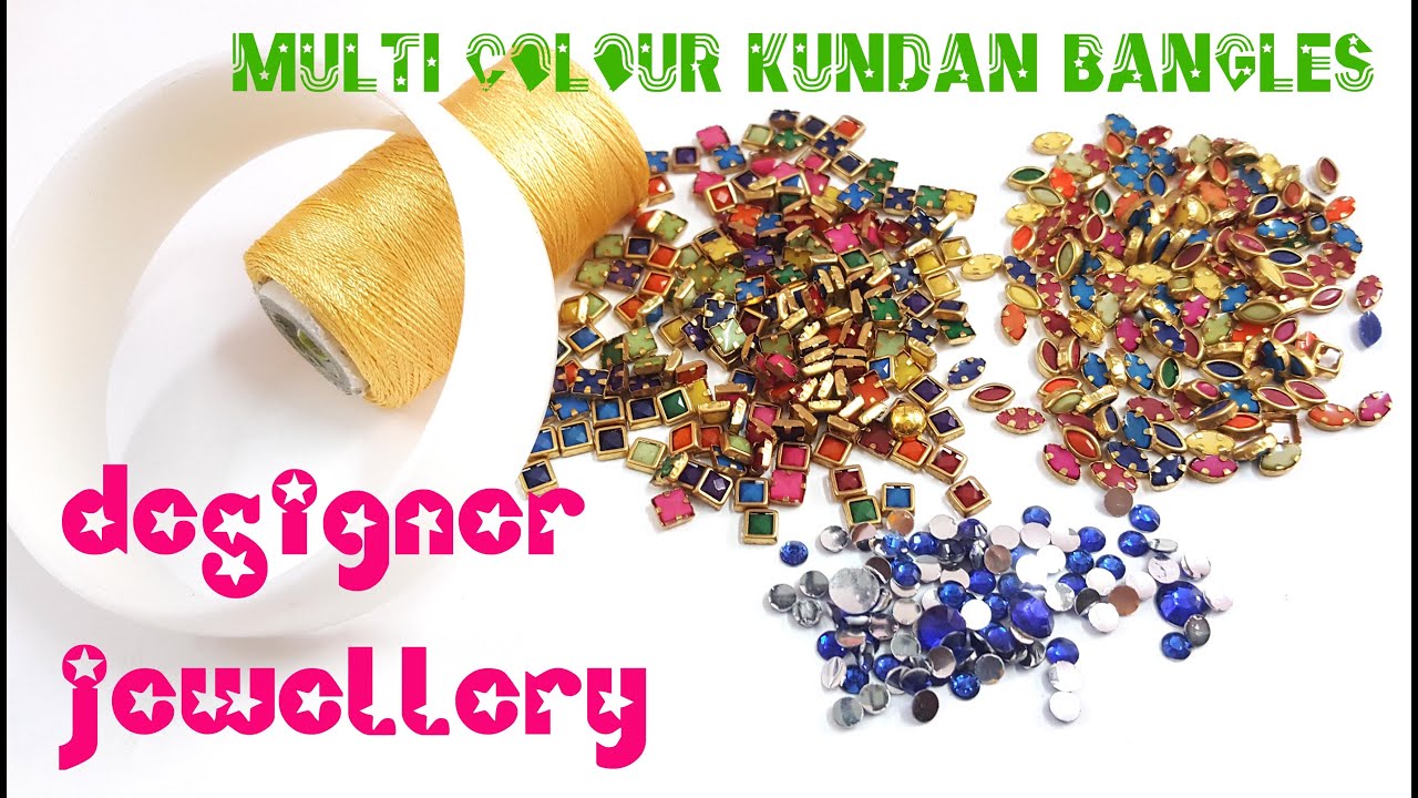 Multicolor Kundan Bangles at home // Beautiful silk thread Bangles set making at home