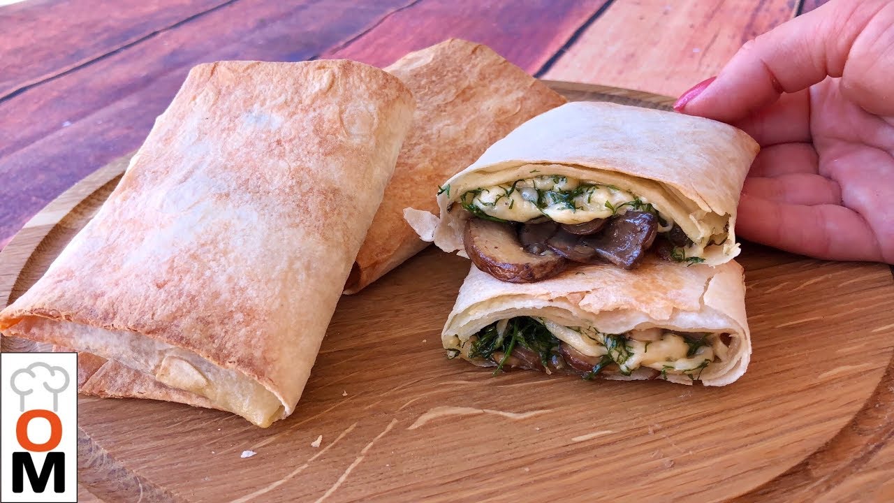 Awesome Appetizer, Stuffed Lavash with Mushrooms and Cheese