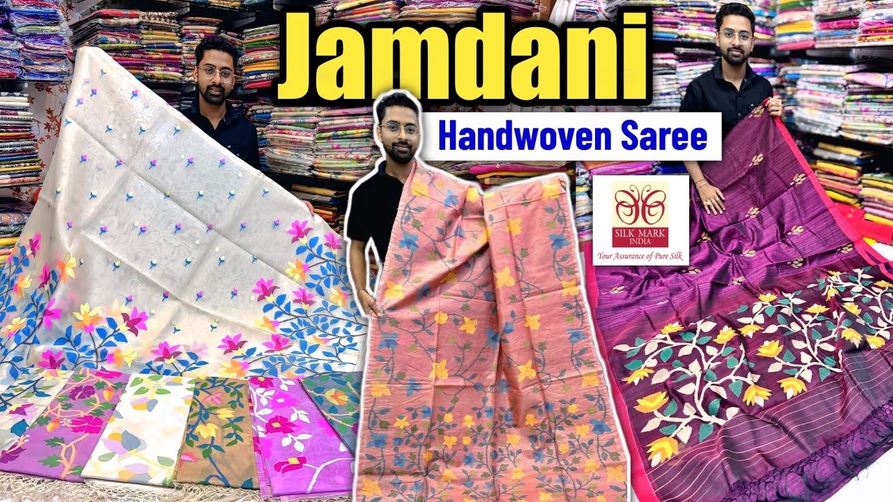 Pure Tussar Bullion Work/ Pure Handwoven Matka Silk/ Pure Resham Jamdani Work & Jayshree Linen Saree