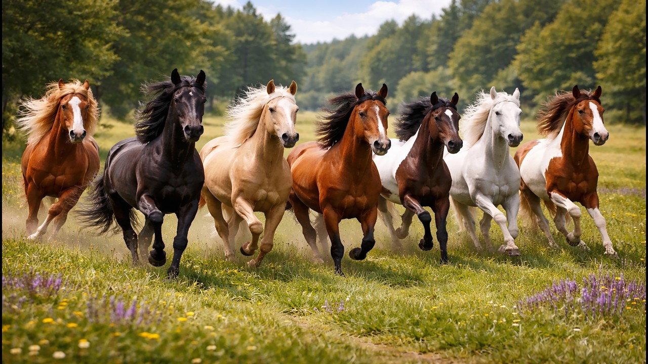 🐎🌿 Majestic Horses Running Free in the Wild &ndash; Relaxing Horse Sounds  &ndash;  Soothing Horse Sounds