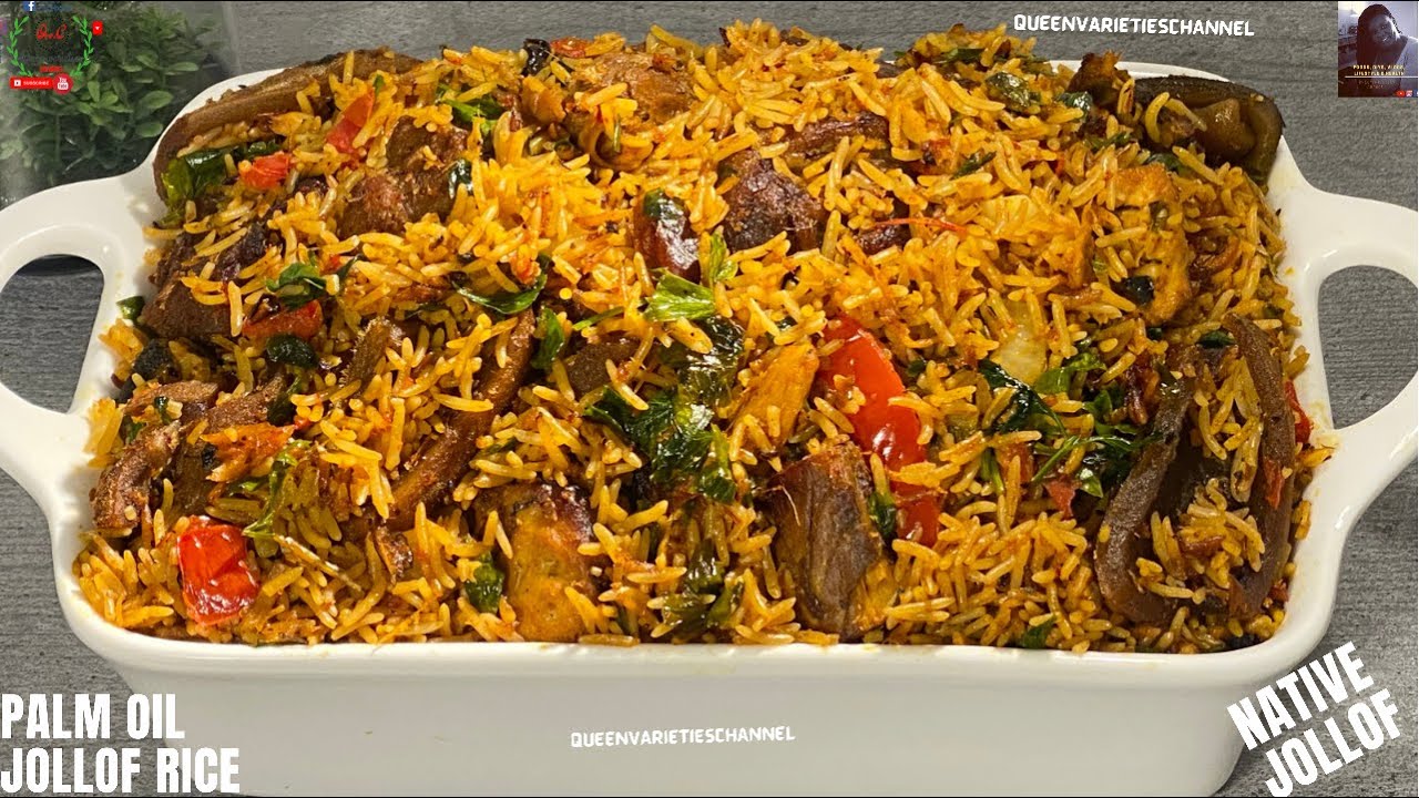 AUTHENTIC PALMOIL JOLLOF RICE RECIPE: NATIVE jollof Rice| The Best Local jollof Rice, A MUST TRY!