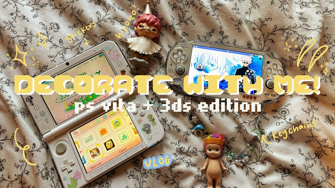 decorate my ps vita + 3ds xl with me! (small tour set up) ˙⊹܀☁︎˚˙⊹⁺.