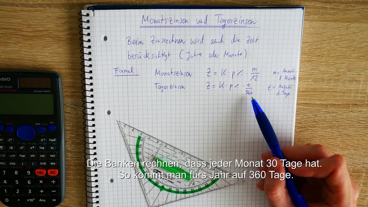 Monatszinsen und Tageszinsen berechnen