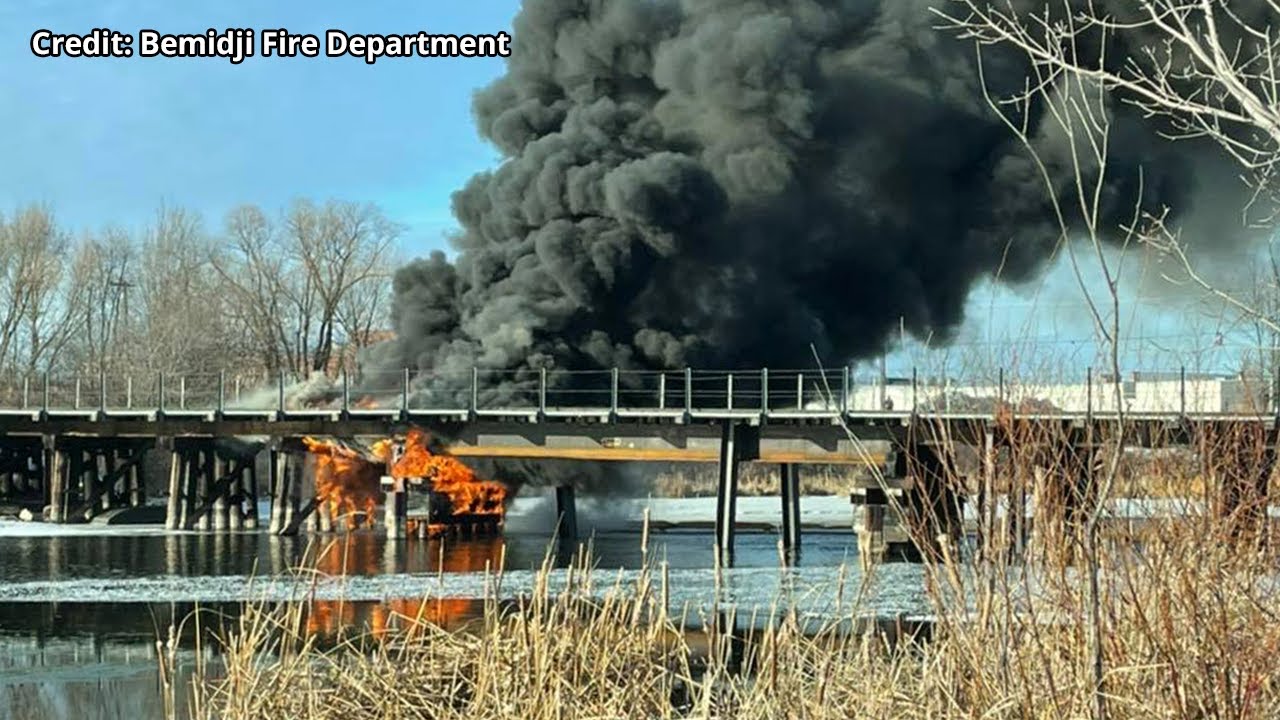 Firefighters Battle Blaze at Railroad Bridge in Bemidji