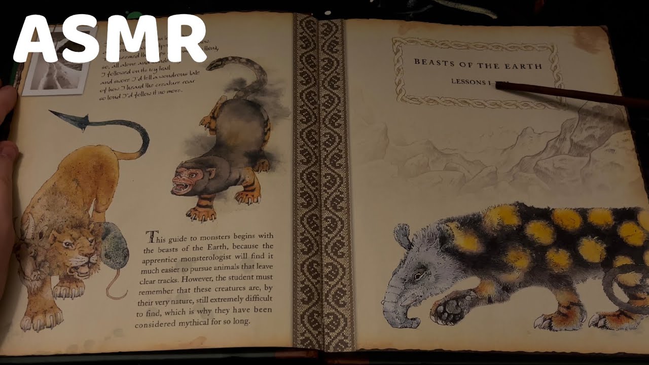 ASMR Reading a Monsterolgy Book (close whispers with gum chewing)