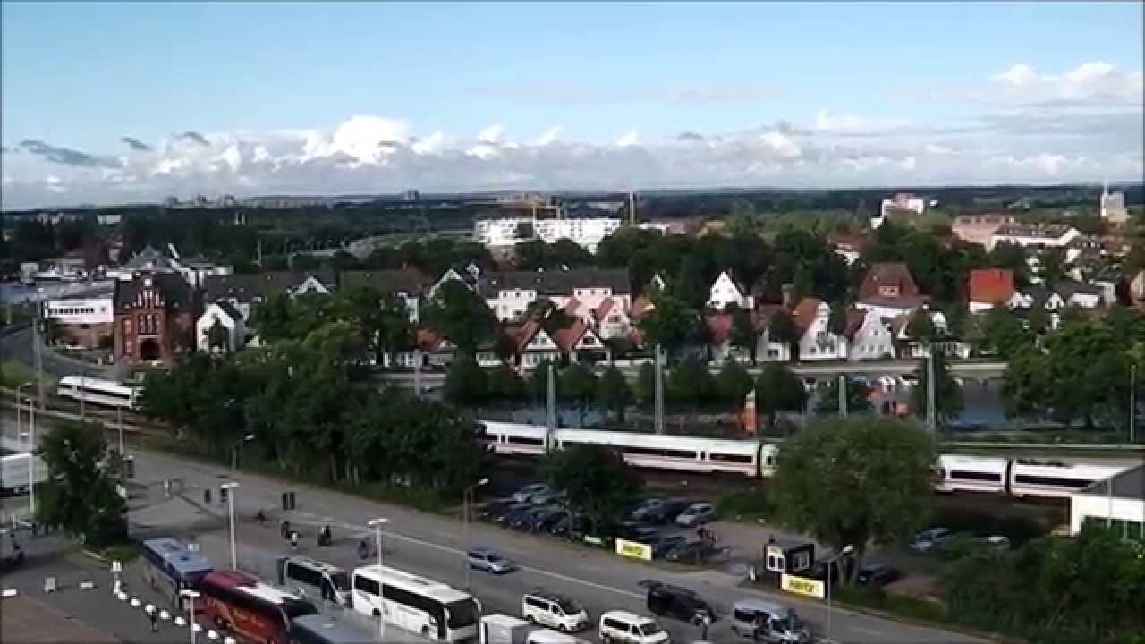Warnemünde [vom Schiff aus] - ÖBB ICE "Salzburg" - Rostocker S-Bahn - IC - Regionalzug