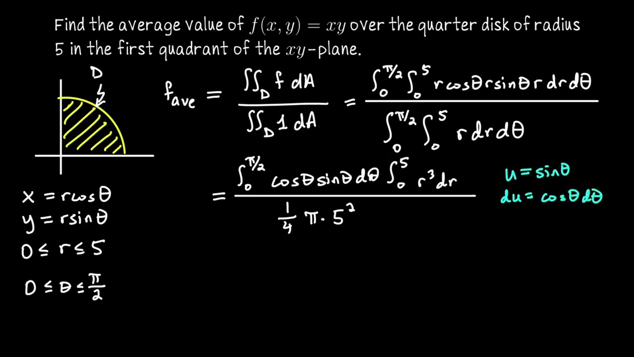 Average value with polar coordinates example, Multivariable Calculus
