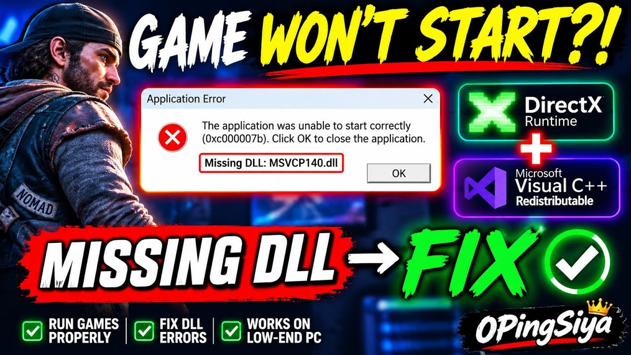 GAME WON'T START?! 😭 Missing DLL Error FIX | DirectX + Visual C++ 2026