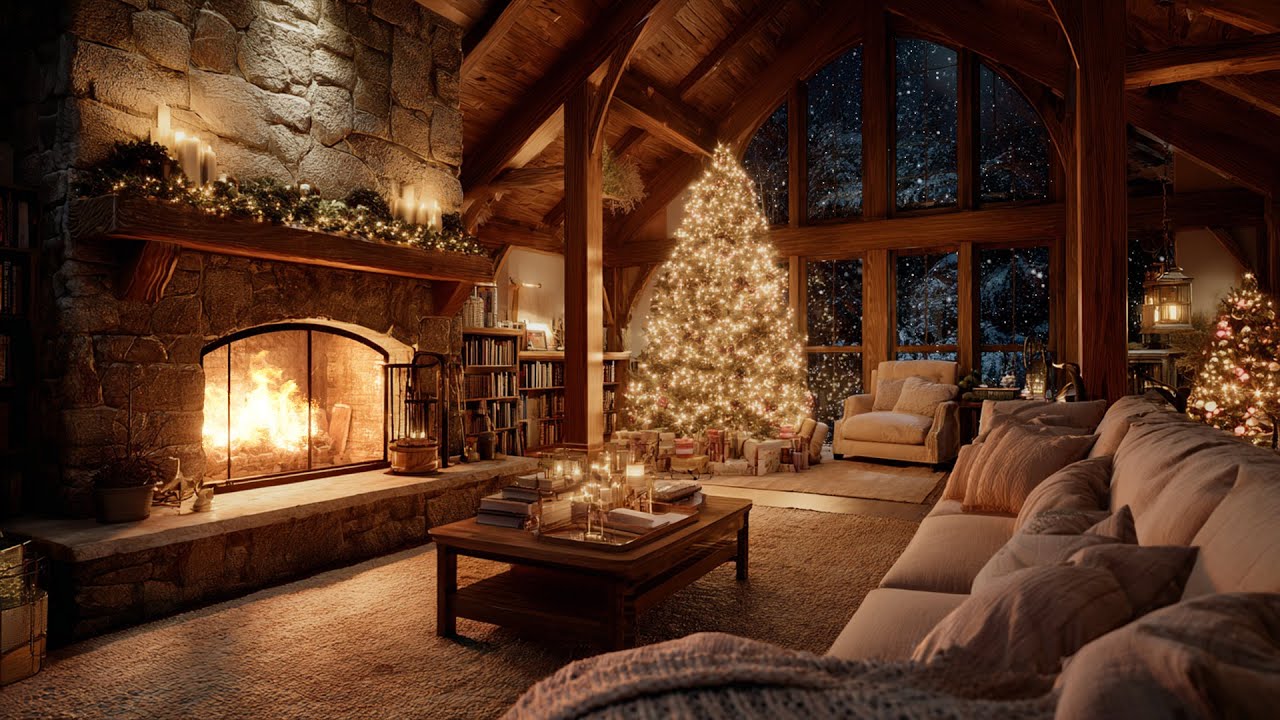 Firelight Serenity & Snowfall ❄️🔥 Winter Atmosphere for Deep Rest and Focus
