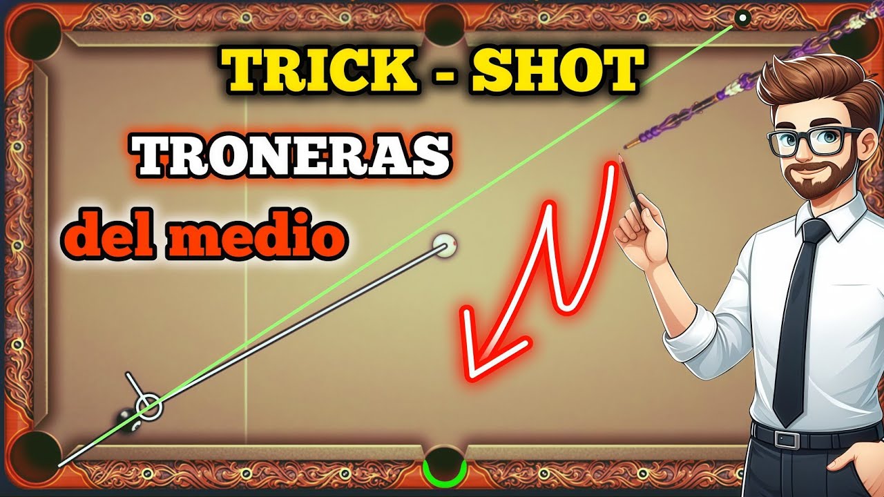 TRICK SHOT TRONERAS DEL MEDIO EN 8 BALL POOL✅( TUTORIALES )