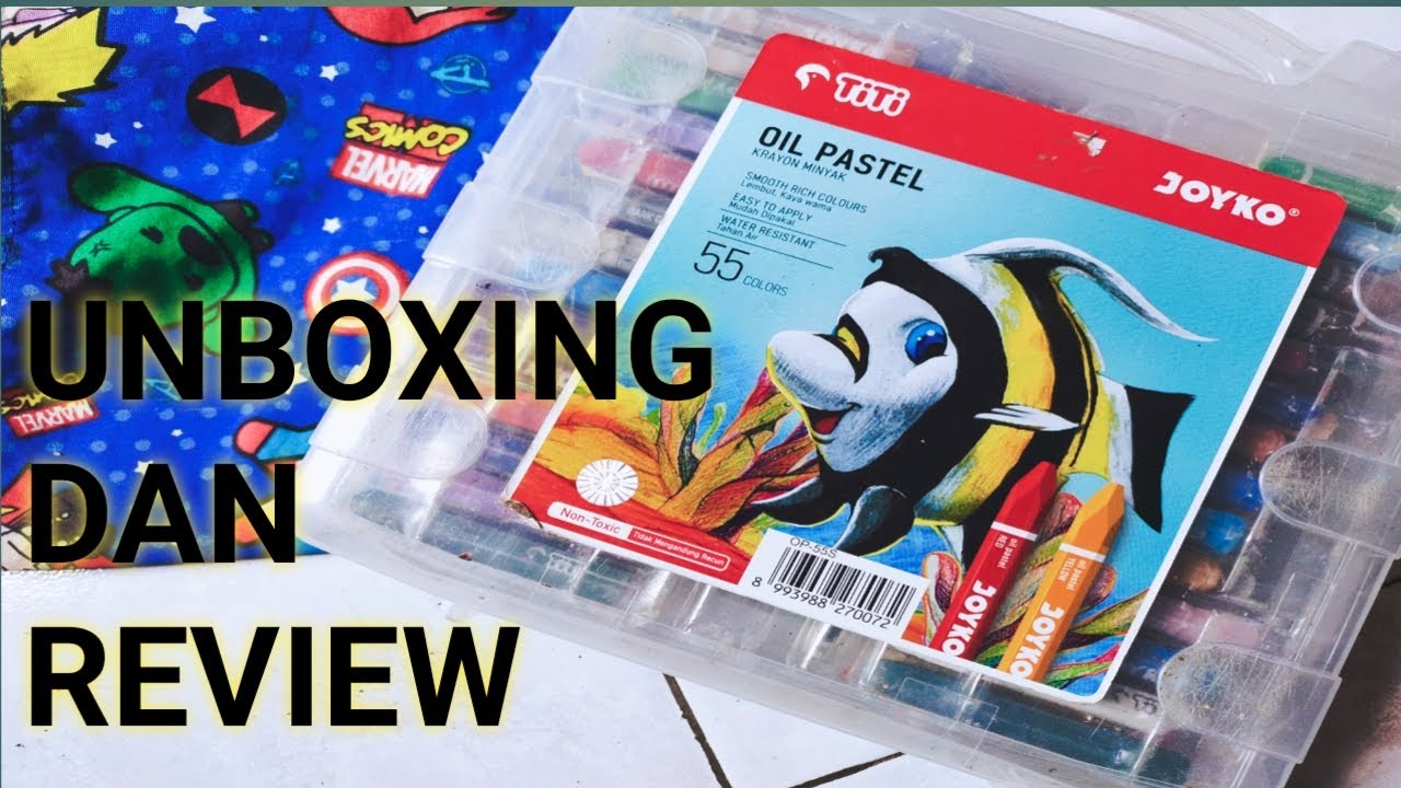 UNBOXING DAN REVIEW OIL PASTEL TITI JOYKO 55 WARNA || isinya 60 pcs..
