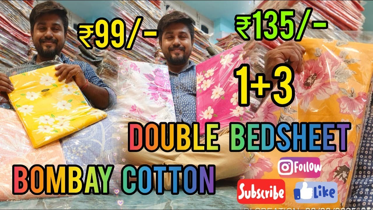 🔥Rs.99/-🔥BOMBAY COTTON🔥 1+3🔥 & 🔥AJRAK 🔥KING SIZE🔥BEDSHEET🔥