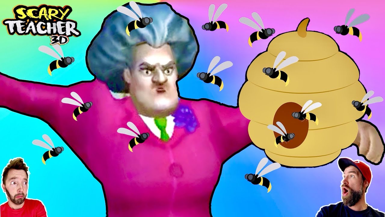 WE CRUSHED SCARY TEACHER WITH BEES! (Beat The Game?)