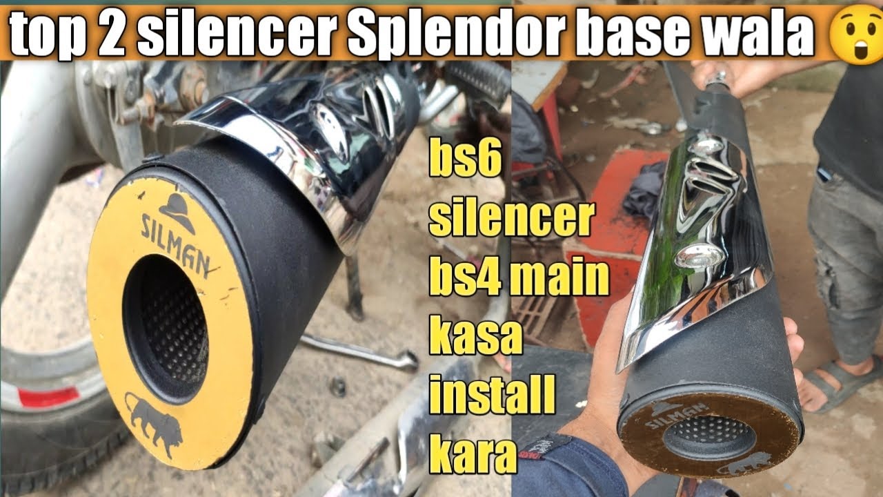 splendor base wala🔥 silencer exhaust top 2 silencer testing bs4 main bs6 wala kasa install kara 😲👍
