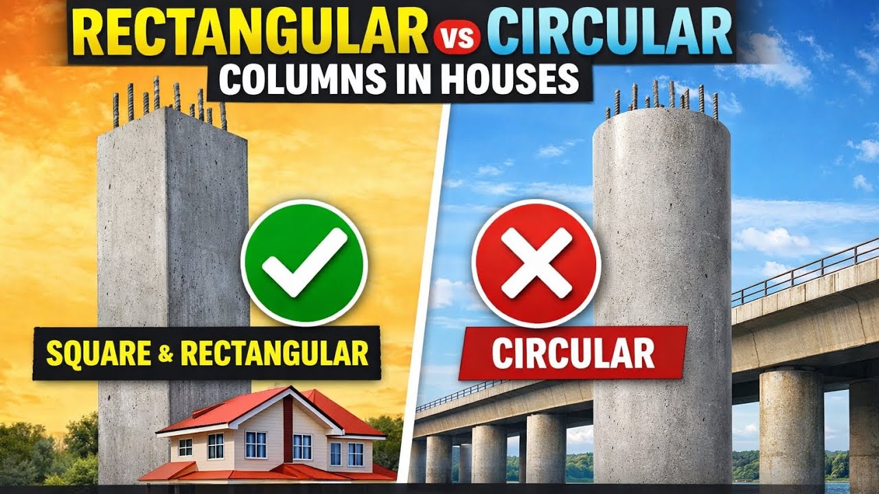 Square vs Circular Columns: Which Is Better for Residential Buildings? #trending #construction #yt 