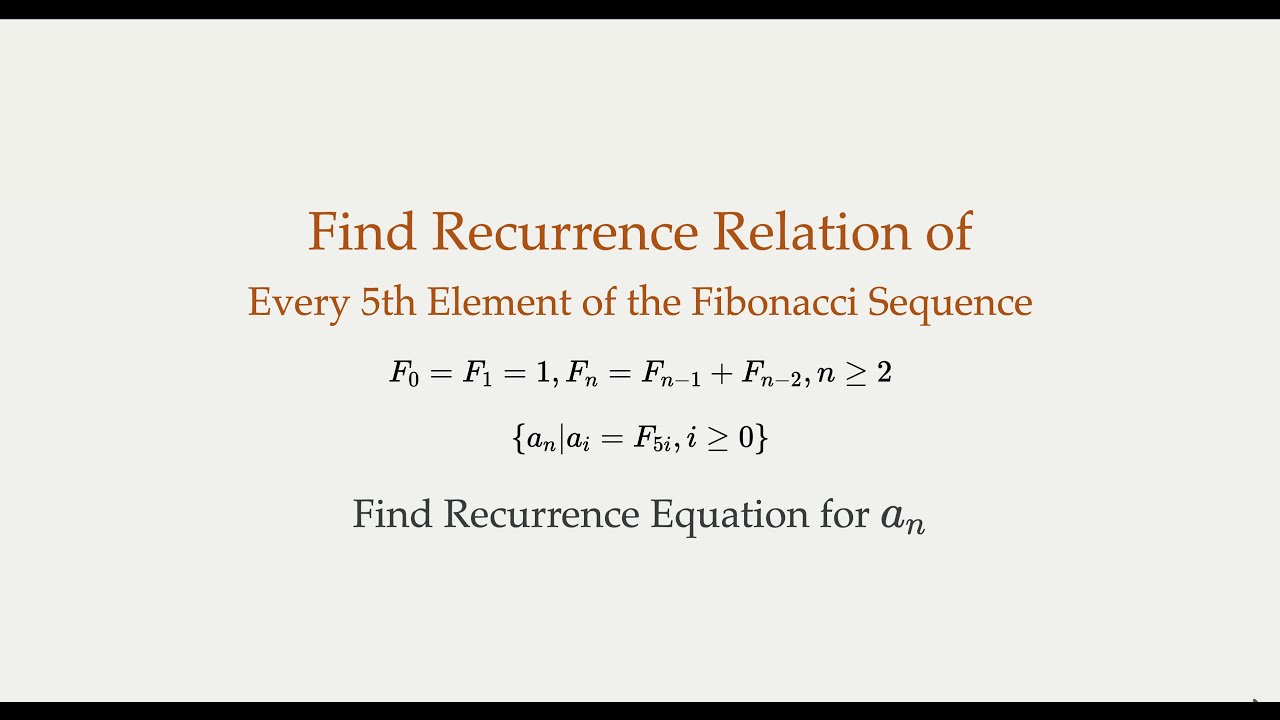 Find Recurrence Relation for the Subsequence of Every 5th Element from the Fibonacci Sequence