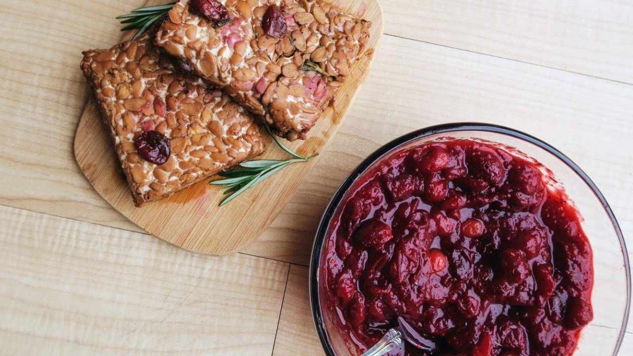 Black Pepper Tempeh + Savory Cranberry Sauce  • VEGAN THANKSGIVING Recipe