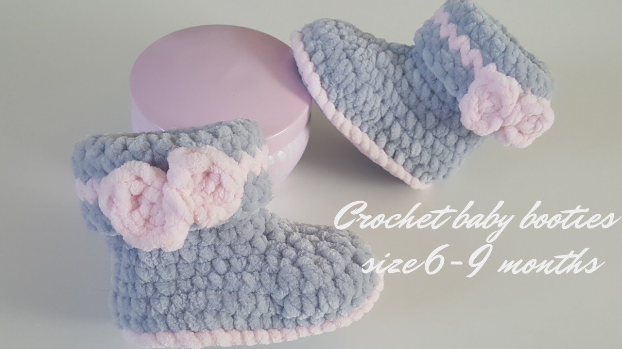 Crochet baby booties tutorial / 6-9 MONTHS
