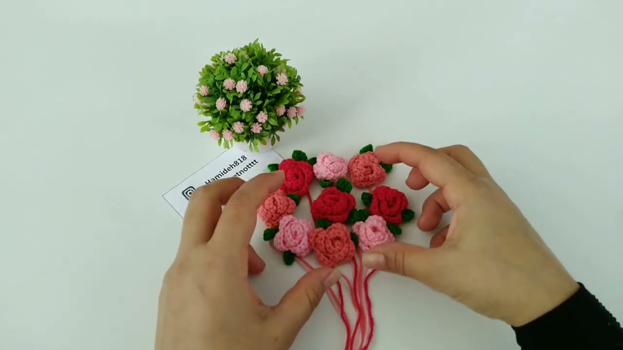 آموزش بافتنی گل رز مینیاتوری کپی ممنوع⛔️(crochet flowers )