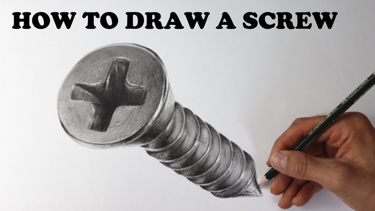 screw drawing - how to draw a realistic screw