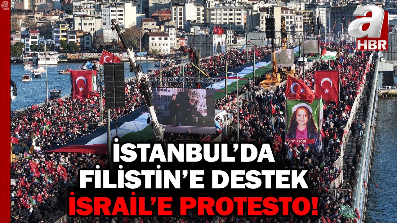 Türkiye Gazze İçin Ayakta... Galata Köprüsü'nde Filistin İçin Büyük Yürüyüş! | A Haber