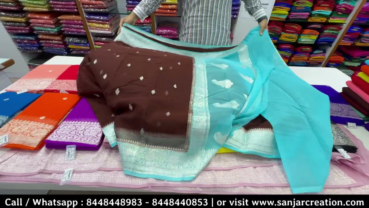 New Fresh colour’s in Pure benarasi khaddi chiffon saree’s with single and double colour | #saree
