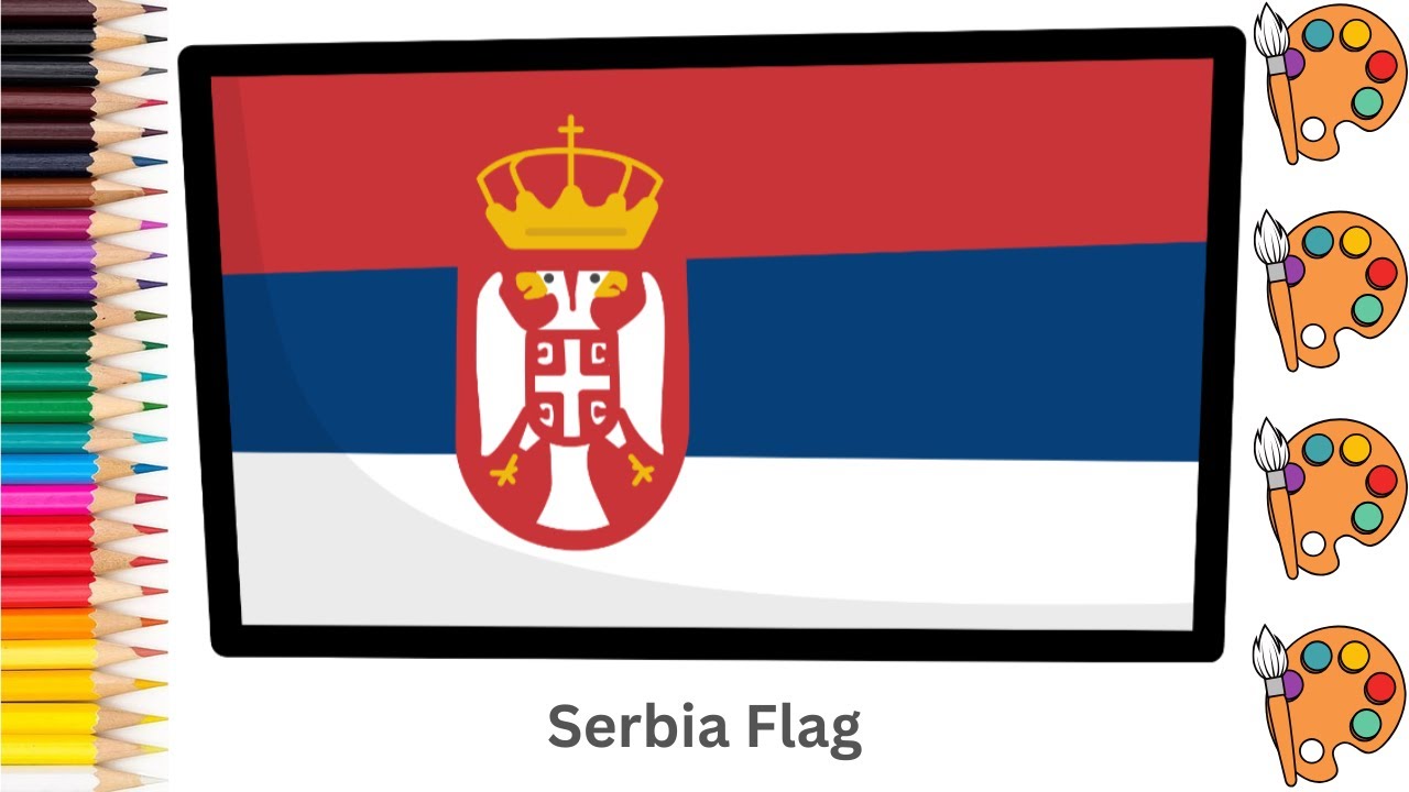 Serbia Flag - Sketch Art and Paint | Step by step tutorial | Pencil to Palette