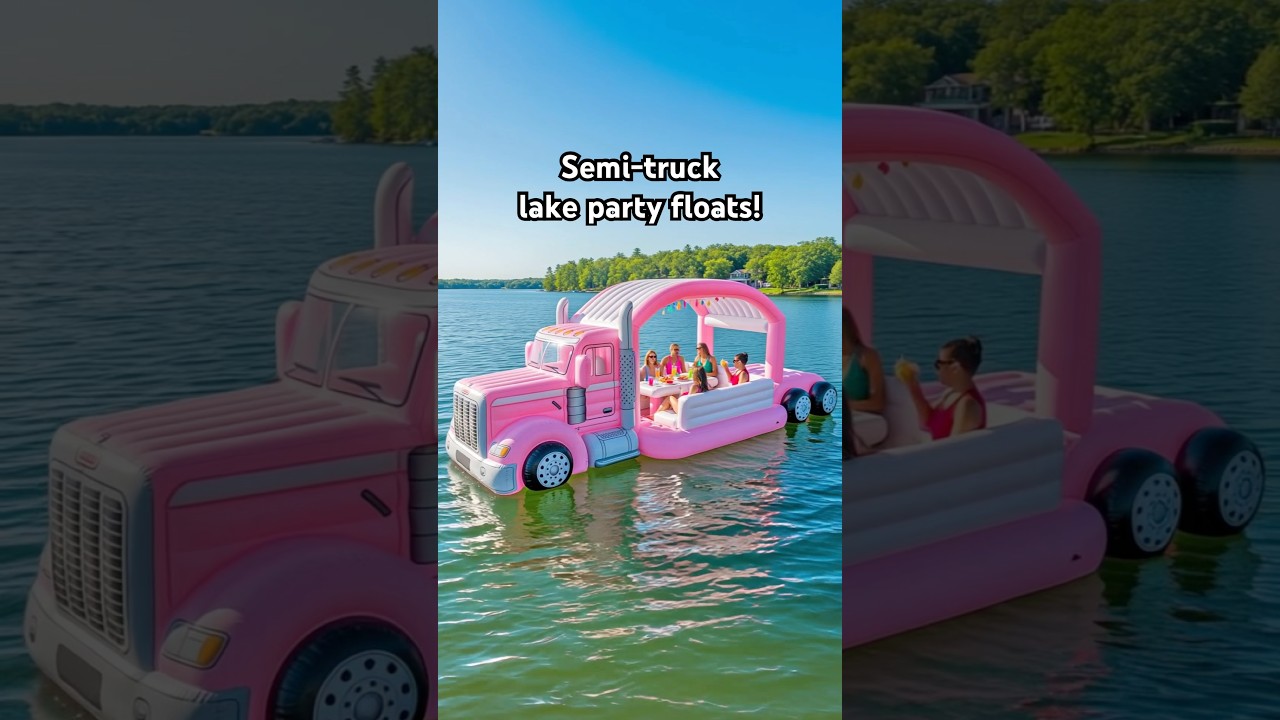 These inflatable semi-truck lake floats look incredible! 👏👏