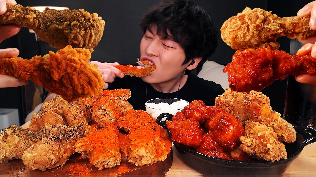 SUB) BBQ 후라이드치킨 양념치킨 블랙페퍼치킨 치킨 먹방  FRIED CHICKEN, BLACK PEPPER CHICKEN MUKBANG ASMR [SIO ASMR 시오]